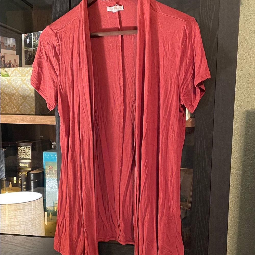 Maurices Coral Short Sleeve Open Front Blouse